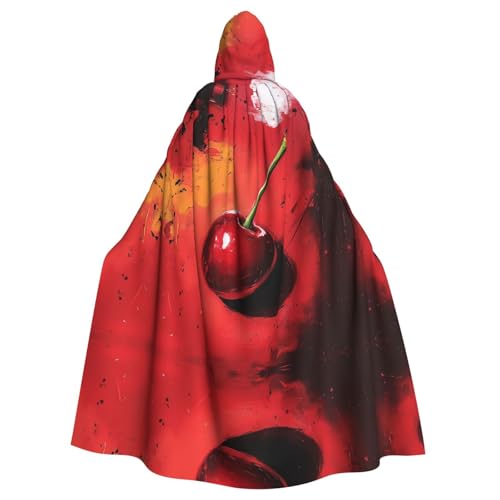 WZYWHJ Ölgemälde Kirsche Bild Aldult Cosplay Poncho Kapuzenumhang für Damen und Herren Halloween Party von WZYWHJ