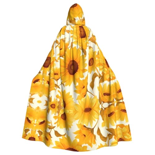 WZYWHJ Orangefarbene Sonnenblumen-Tapeten-Drucke, Aldult Cosplay, Poncho, Kapuzenumhang für Damen und Herren, Halloween-Party WZYWHJ Orangefarbene Sonnenblumen-Tapeten-Drucke, Aldult Cosplay, Poncho, Kapuzenumhang für Damen und Herren, Halloween-Party von WZYWHJ