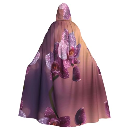 WZYWHJ Orchideen mit Wasser bedeckter Aldult Cosplay Poncho Kapuzenumhang für Damen und Herren Halloween Party von WZYWHJ