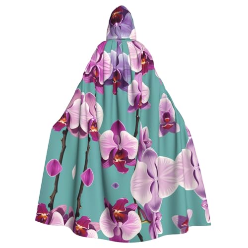 WZYWHJ Orchideenzweig-Druck Aldult Cosplay Poncho mit Kapuze für Damen und Herren Halloween-Party von WZYWHJ