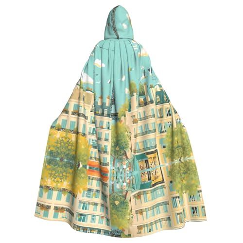 WZYWHJ Paris, Straßenszene, Eiffelturm-Druck, Aldult Cosplay, Poncho, Kapuzenumhang für Damen und Herren, Halloween-Party WZYWHJ Paris, Straßenszene, Eiffelturm-Druck, Aldult Cosplay, Poncho, Kapuzenumhang für Damen und Herren, Halloween-Party von WZYWHJ