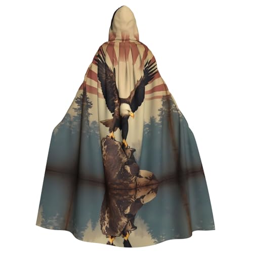 WZYWHJ Patriotischer Adler bedruckter Aldult Cosplay Poncho mit Kapuze für Damen und Herren Halloween Party von WZYWHJ