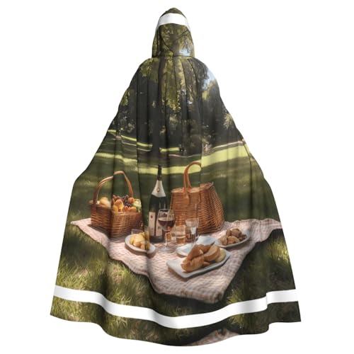WZYWHJ Picknick auf dem Rasen, bedruckter Aldult-Cosplay-Poncho mit Kapuze, Umhang für Damen und Herren, Halloween-Party von WZYWHJ