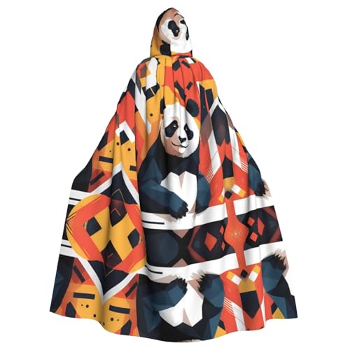 WZYWHJ Poncho mit Panda-Illustration, hochwertig, Cosplay-Poncho mit Kapuze, Umhang für Damen und Herren, Halloween von WZYWHJ