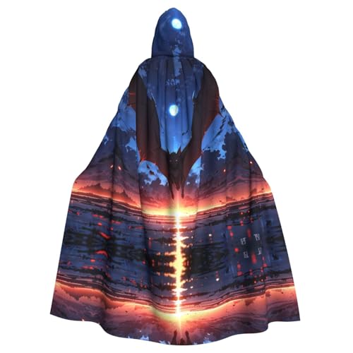 WZYWHJ Poncho mit gruseligem Fledermaus-Muster, Cosplay-Poncho mit Kapuze, Umhang für Damen und Herren, Halloween-Party von WZYWHJ