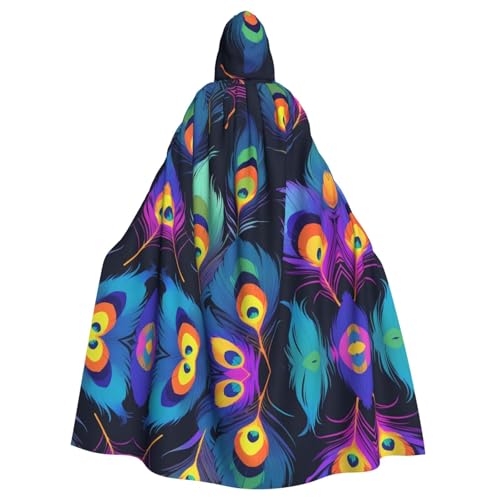 WZYWHJ Poncho mit neonfarbenen Pfauenfedern, Aldult Qualität, Cosplay-Poncho mit Kapuze, Umhang für Damen und Herren, Halloween WZYWHJ Poncho mit neonfarbenen Pfauenfedern, Aldult Qualität, Cosplay-Poncho mit Kapuze, Umhang für Damen und Herren, Halloween von WZYWHJ
