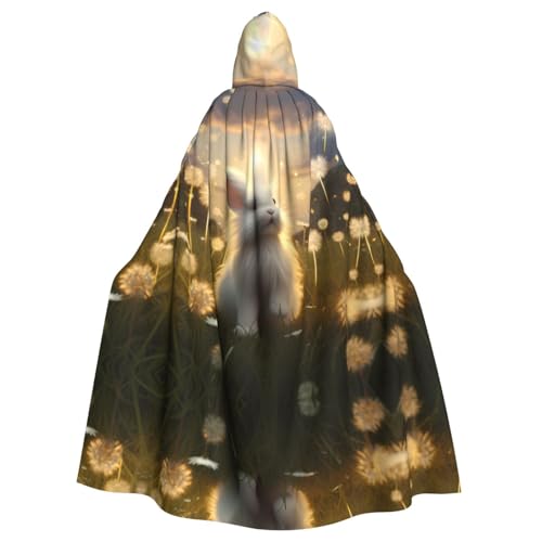 WZYWHJ Pusteblume Meile kleiner weißer Hasen-Druck, Aldult Cosplay Poncho mit Kapuze für Damen und Herren Halloween-Party WZYWHJ Pusteblume Meile kleiner weißer Hasen-Druck, Aldult Cosplay Poncho mit Kapuze für Damen und Herren Halloween-Party von WZYWHJ