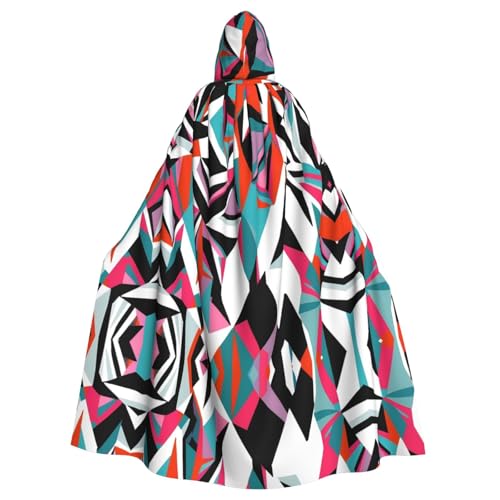 WZYWHJ Quadratisches Zebramuster, Cosplay-Poncho mit Kapuze, Umhang für Damen und Herren, Halloween-Party von WZYWHJ