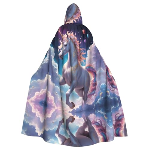 WZYWHJ Quantum Einhorn-Muster Aldult Cosplay Poncho Kapuzenumhang für Damen und Herren Halloween Party von WZYWHJ