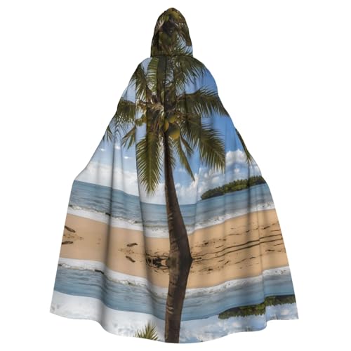 WZYWHJ Riesiger Kokosnussbaum-Bild, hochwertig, Cosplay-Poncho mit Kapuze, Umhang für Damen und Herren, Halloween von WZYWHJ