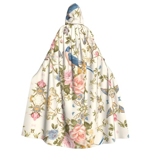 WZYWHJ Romantischer, ausgefallener Poncho mit Blumenmuster, Vögel, Schmetterling, Aldult Qualität, Cosplay-Poncho mit Kapuze, Umhang für Damen und Herren WZYWHJ Romantischer, ausgefallener Poncho mit Blumenmuster, Vögel, Schmetterling, Aldult Qualität, Cosplay-Poncho mit Kapuze, Umhang für Damen und Herren von WZYWHJ