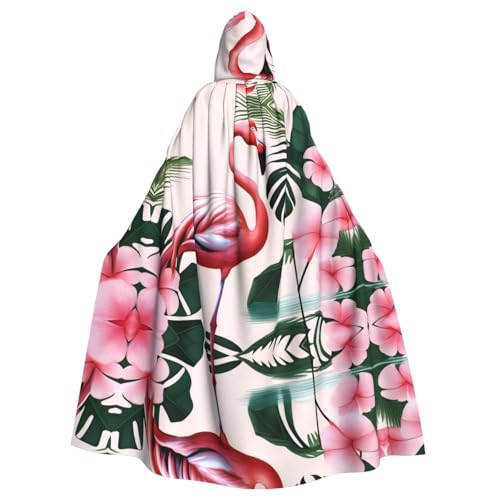 WZYWHJ Romantischer Flamingo-Poncho mit Kapuze für Damen und Herren, Halloween-Party von WZYWHJ