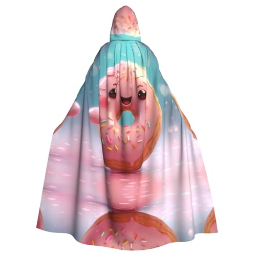 WZYWHJ Rosa Donuts bedruckter Aldult Cosplay Poncho mit Kapuze für Damen und Herren Halloween Party WZYWHJ Rosa Donuts bedruckter Aldult Cosplay Poncho mit Kapuze für Damen und Herren Halloween Party von WZYWHJ