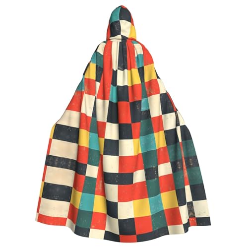 WZYWHJ Schachbrettdruck Aldult Cosplay Poncho Kapuzenumhang für Damen und Herren Halloween Party von WZYWHJ