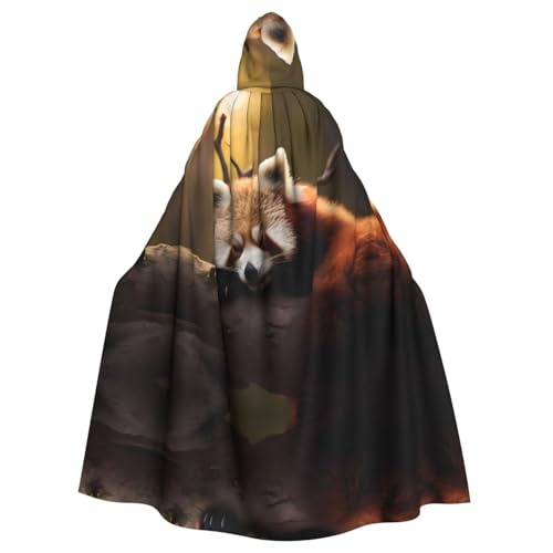WZYWHJ Schlafender Panda, bedruckter Aldult Cosplay-Poncho mit Kapuze, Umhang für Damen und Herren, Halloween-Party von WZYWHJ