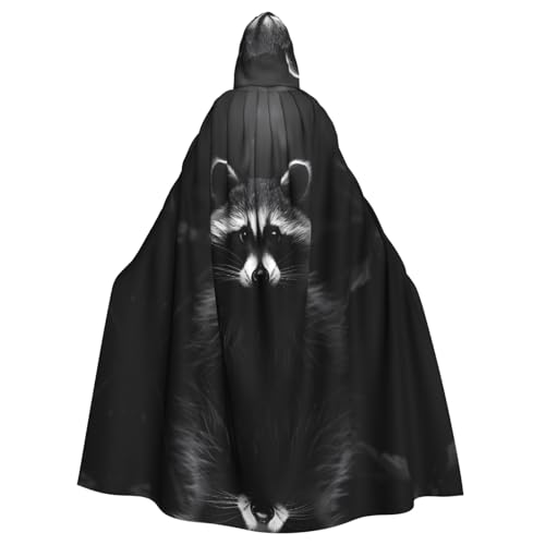 WZYWHJ Schwarz-weißer Waschbär-Druck Aldult Cosplay Poncho mit Kapuze für Damen und Herren Halloween-Party WZYWHJ Schwarz-weißer Waschbär-Druck Aldult Cosplay Poncho mit Kapuze für Damen und Herren Halloween-Party von WZYWHJ