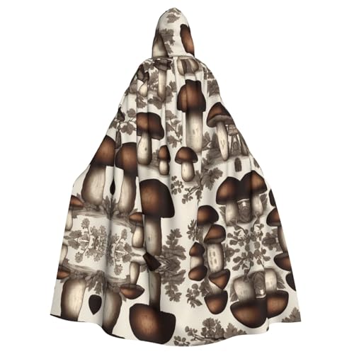 WZYWHJ Schwarzer Waldboletus-Druck, Aldult Qualität, Cosplay-Poncho mit Kapuze, Umhang für Damen und Herren, Halloween von WZYWHJ