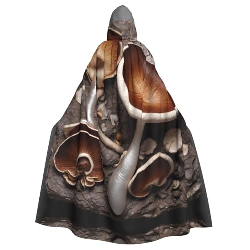 WZYWHJ Silberfarbener Ganoderma-bedruckter Aldult Cosplay-Poncho mit Kapuze, Umhang für Damen und Herren, Halloween-Party von WZYWHJ