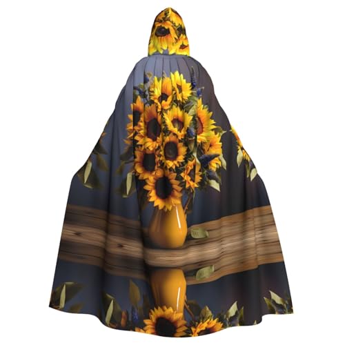 WZYWHJ Sonnenblumenstrauß, bedruckter Aldult-Cosplay-Poncho mit Kapuze, Umhang für Damen und Herren, Halloween-Party WZYWHJ Sonnenblumenstrauß, bedruckter Aldult-Cosplay-Poncho mit Kapuze, Umhang für Damen und Herren, Halloween-Party von WZYWHJ