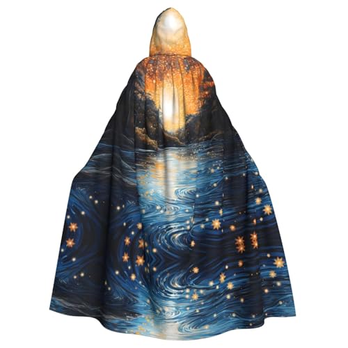 WZYWHJ Sparkling River bedruckter Aldult Cosplay Poncho mit Kapuze für Damen und Herren Halloween Party von WZYWHJ