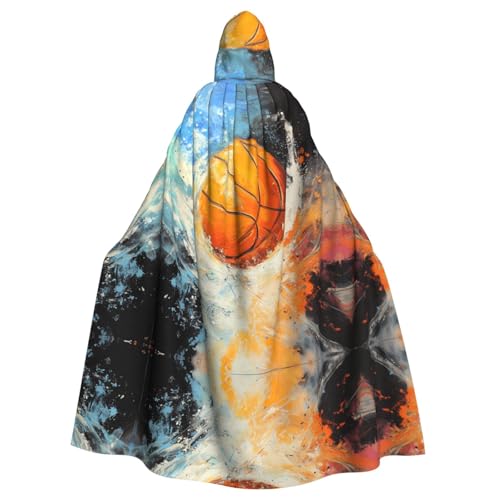 WZYWHJ Splash Basketball Muster Aldult Cosplay Poncho Kapuzenumhang für Damen und Herren Halloween Party von WZYWHJ