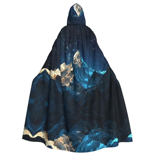 WZYWHJ Starry Mountains Picture Aldult Quality Cosplay Poncho Hooded Cloak for men and women Halloween von WZYWHJ