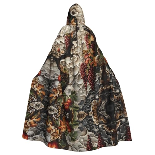 WZYWHJ Strukturierter Poncho mit Kapuze und Weinrebe, bedruckt, Aldult für Damen und Herren, Halloween-Party von WZYWHJ
