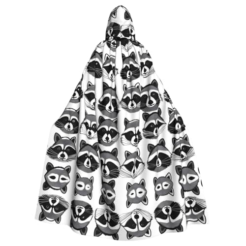 WZYWHJ Süßer Waschbär-Druck Aldult Cosplay Poncho Kapuzenumhang für Damen und Herren Halloween Party WZYWHJ Süßer Waschbär-Druck Aldult Cosplay Poncho Kapuzenumhang für Damen und Herren Halloween Party von WZYWHJ