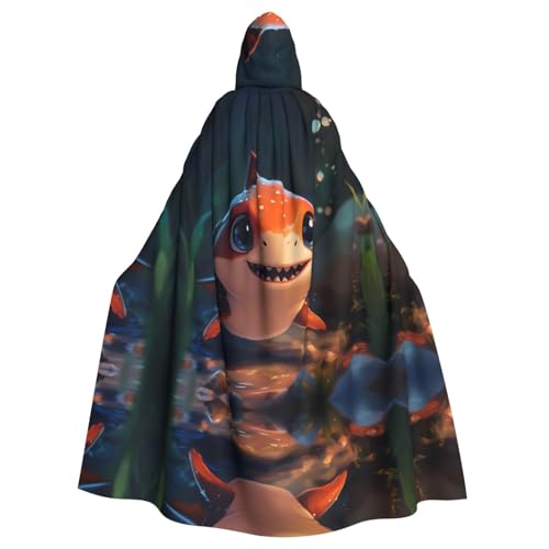 WZYWHJ Süßes kleines Hai-Muster, Aldult Qualität, Cosplay-Poncho mit Kapuze, Umhang für Damen und Herren, Halloween WZYWHJ Süßes kleines Hai-Muster, Aldult Qualität, Cosplay-Poncho mit Kapuze, Umhang für Damen und Herren, Halloween von WZYWHJ