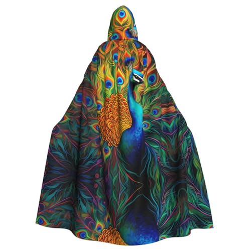 WZYWHJ The majestic Peacock Picture aldult Cosplay Poncho Hooded Cloak for men and women Halloween Party von WZYWHJ