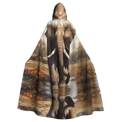 WZYWHJ The majestic elephant Picture Aldult Quality Cosplay Poncho Hooded Cloak for men and women Halloween von WZYWHJ