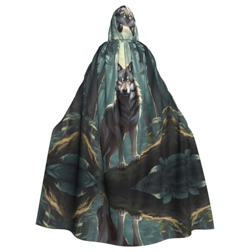 WZYWHJ Timberwolves Muster Aldult Cosplay Poncho Kapuzenumhang für Damen und Herren Halloween Party von WZYWHJ