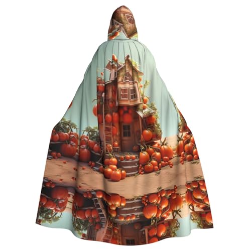 WZYWHJ Tomato House bedruckter Aldult Cosplay Poncho mit Kapuze für Damen und Herren Halloween Party von WZYWHJ