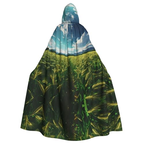 WZYWHJ Üppig grüner Weizenfelder, bedruckter Aldult Cosplay-Poncho mit Kapuze, Umhang für Damen und Herren, Halloween-Party WZYWHJ Üppig grüner Weizenfelder, bedruckter Aldult Cosplay-Poncho mit Kapuze, Umhang für Damen und Herren, Halloween-Party von WZYWHJ