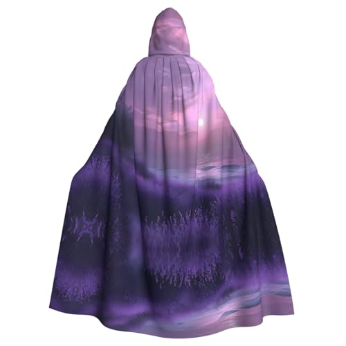 WZYWHJ Verträumter Lavendel-Poncho mit Meeres-Muster, Cosplay-Poncho mit Kapuze, Umhang für Damen und Herren, Halloween-Party von WZYWHJ