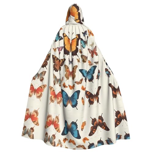 WZYWHJ Via Butterfly Group Pattern Aldult Cosplay Poncho Hooded Cloak for men and women Halloween Party von WZYWHJ