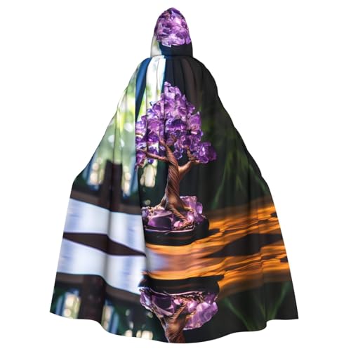 WZYWHJ Violetter Kristall-Baumbild Aldult Qualität Cosplay Poncho Kapuzenumhang für Damen und Herren Halloween von WZYWHJ