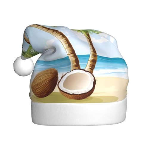 WZYWHJ Weihnachtsmütze für Erwachsene – Ornament-Stirnband für Feiertage, Partys und Kostümveranstaltungen, Strandkokospalmen-Muster von WZYWHJ
