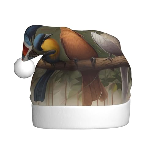 WZYWHJ Weihnachtsmütze für Erwachsene – Ornament-Stirnband für Feiertage, Partys und Kostümveranstaltungen, Vogelfamilie, Porträtmuster von WZYWHJ