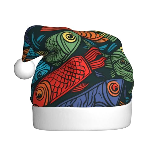 WZYWHJ Weihnachtsmütze für Erwachsene – Ornament-Stirnband für Feiertage, Partys und Kostümveranstaltungen, buntes Fischmuster von WZYWHJ