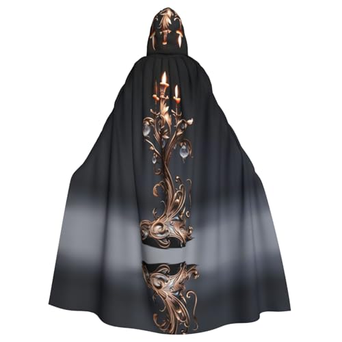 WZYWHJ Wunderschöner Kerzenständer mit Aldult-Motiv, Cosplay-Poncho mit Kapuze, Umhang für Damen und Herren, Halloween-Party von WZYWHJ
