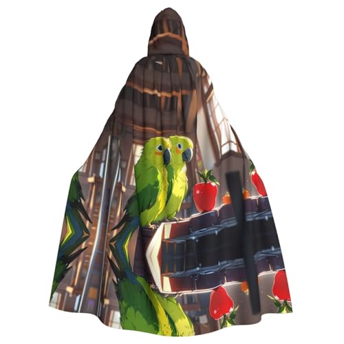 WZYWHJ Wunderschöner Papageien-Druck Aldult Cosplay Poncho mit Kapuze für Damen und Herren Halloween-Party von WZYWHJ