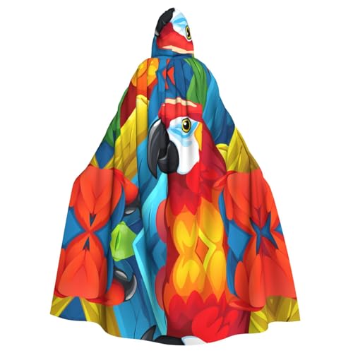 WZYWHJ Wunderschöner Poncho mit Papageienvogel, bedruckt, Aldult, Cosplay, Kapuzenumhang für Damen und Herren, Halloween-Party von WZYWHJ