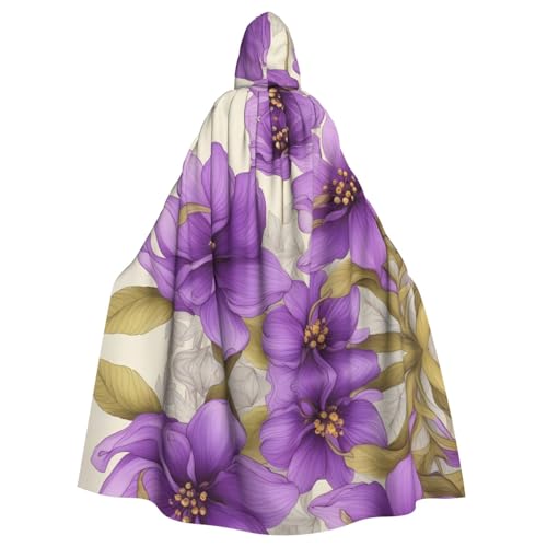 WZYWHJ Wunderschöner lila Blumendruck, Aldult Cosplay-Poncho mit Kapuze, Umhang für Damen und Herren, Halloween-Party WZYWHJ Wunderschöner lila Blumendruck, Aldult Cosplay-Poncho mit Kapuze, Umhang für Damen und Herren, Halloween-Party von WZYWHJ