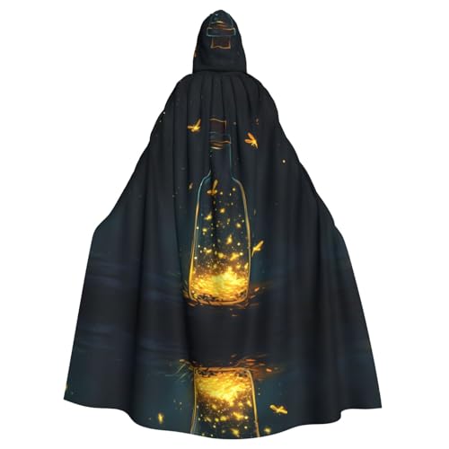 WZYWHJ Wunderschönes Glühwürmchen-Muster Aldult Cosplay Poncho mit Kapuze für Damen und Herren Halloween-Party von WZYWHJ