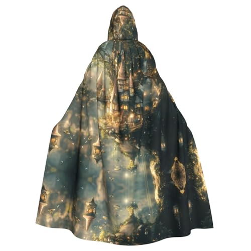 WZYWHJ Wunderschönes Wunderland-Muster, Cosplay-Poncho mit Kapuze, Umhang für Damen und Herren, Halloween-Party von WZYWHJ