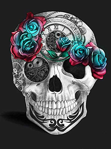 WZZPSD Puzzel Für Erwachsene Jigsaw Puzzle 1000 Totenkopf Mit Schwarzer Rose Totenkopf Mit Schwarzer Rose DIY Holzpuzzle Einzigartiges Geschenk Wohnkultur Stil von WZZPSD