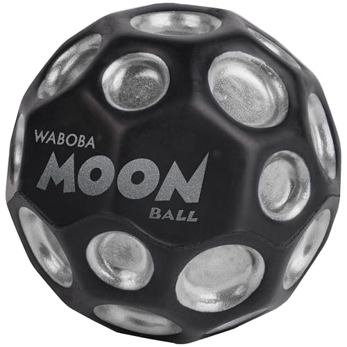 Waboba Dark Side of Moon – Springender Gummiball – Patentiertes Original-Design Ballkrater Erzeugen beim Aufprall EIN knallendes Geräusch – Leicht Greifbar – Flummies für Kinder - Silber - 65mm von Waboba