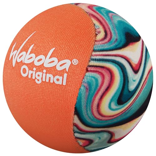 Waboba Original Wasserhüpfball - Wasserfestes Strandspielzeug, Poolspiele für Kinder & Erwachsene, Outdoor-Spaß - Model Design (5,6 cm) - Orange Swirls von Waboba