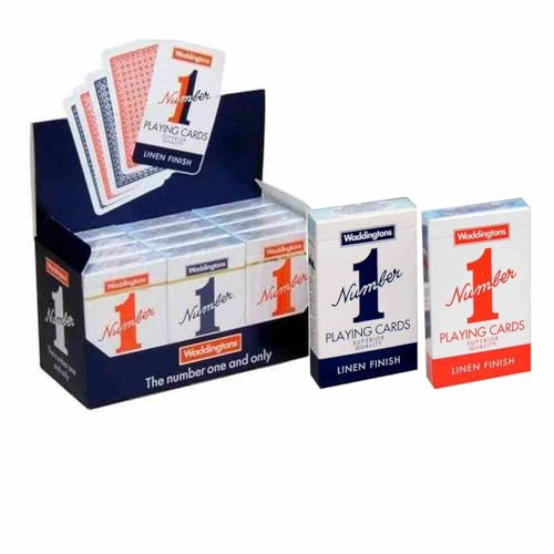 Waddingtons Number 1 Spielkartenspiel, Spielen Sie mit einem der roten oder blauen Kartendecks, toller Reisebegleiter, Geschenke und Spielzeug für Jungen, Mädchen und Erwachsene, 12 Stück von Waddingtons